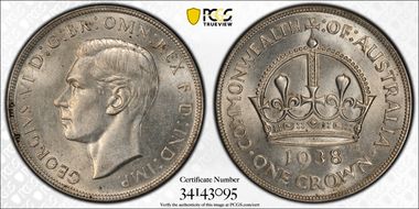 1938 Crown KM-34  Ag AU58