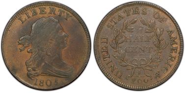 1805 1/2C Small 5, Stems XF40BN