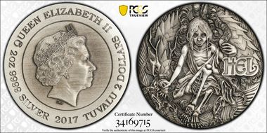 2017-P $2 Hel, HR Antique Finish First Strike PR70