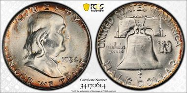 1954 50C Obv Die Clash FS-402 MS65FBL