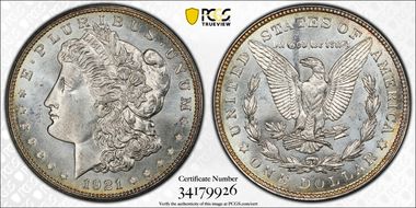 1921-D $1 VAM 1A, TRU_T Variety MS65