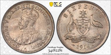 1914 6D KM-25  Ag MS65