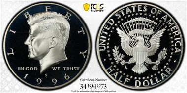 1996-S 50C Silver PR68DCAM