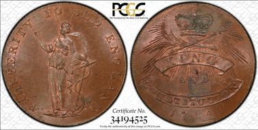 1794 Tk 1/2D DH-7 Essex, Chelmsford MS64BN