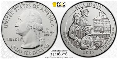 2017-P 25C Ellis Island NP 5 oz Silver - First Strike SP69