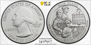 2017-P 25C Ellis Island NP 5 oz Silver - First Strike SP70