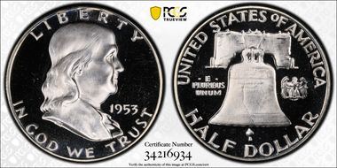 1953 50C PR67+ DCAM
