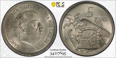 1957 5 Pta (1965) MS63