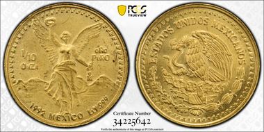 1992-Mo 1/10 oz Libertad Au MS67