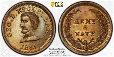 1863 Token F-141/307b Brass Geo. B. McClellan MS65