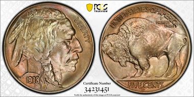 1938-D 5C Overmintmark FS-515 MS66+