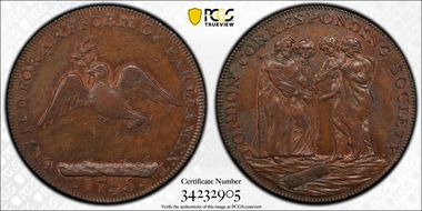 1795 Tk 1/2D DH-286 Middlesex Corresponding Society MS63BN