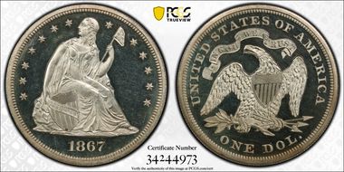 1867 $1 PR64CAM