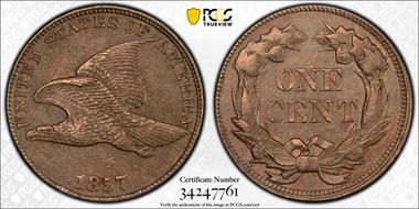 1857 1C Clash w/ 50C, FS-402 AU55