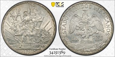 1913 Peso Caballito KM-453  Ag MS62