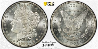 1892-CC $1 MS65+