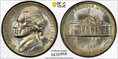 1942-P 5C Silver MS66+