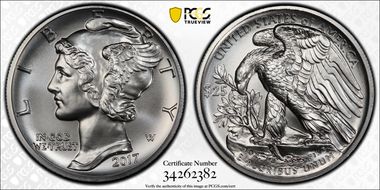 2017 $25 Palladium  First Day of Issue Adolph Weinman MS70