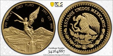 2017-Mo 1/10 oz Libertad Gold First Strike PR70DCAM