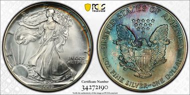 1992 $1 Silver Eagle MS68