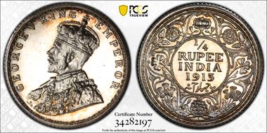 1913(B) 1/4 Rup PR63