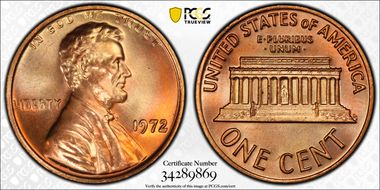 1972 1C Doubled Die Obverse MS67+ RD