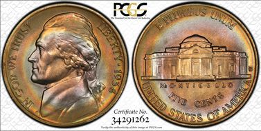 1938-D 5C Jefferson MS67