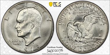 1973-S $1 Silver MS68