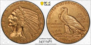 1909-D $5 MS62