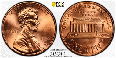 1992-D 1C MS67RD