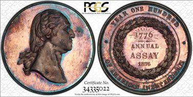 1876 Medal JK-AC-15 Silver Washington, 100 Yrs Independence SP63
