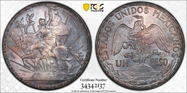 1910 Peso Caballito KM-453  Ag MS62