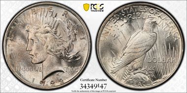 1922 $1 Scar Cheek, VAM 5A MS65