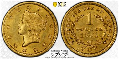 1851-O G$1 MS62