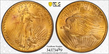 1908 $20 No Motto MS65