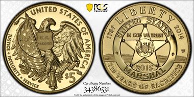 2015-W $5 U.S. Marshals Service PR69DCAM