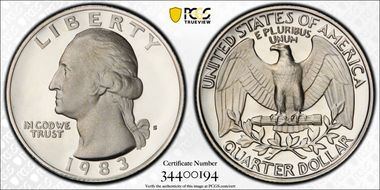 1983-S 25C PR70DCAM