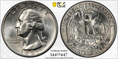 1951-D/D 25C RPM, FS-501 AU58