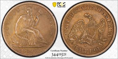 1862-S 50C WB-3 Small Broken S, Broken 6 AU50