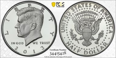 2013-S 50C Silver PR70DCAM