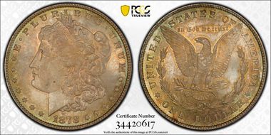 1878 8TF $1 VAM 18, Doubled Date MS65