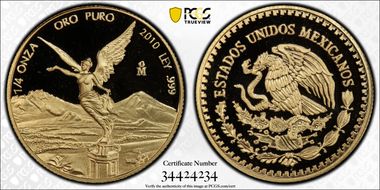 2010-Mo 1/4 oz Libertad Au PR70DCAM