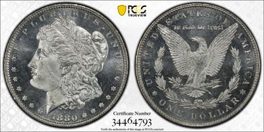 1880 $1 VAM 9 8/7 Stem MS65+ DMPL