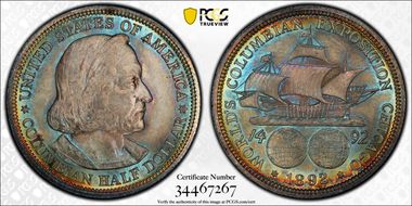 1892 50C Columbian MS67+