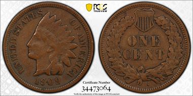 1909-S 1C Indian VF30BN