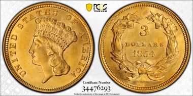 1854 $3 MS62