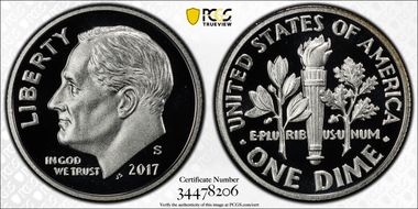 2017-S 10C Silver PR70DCAM