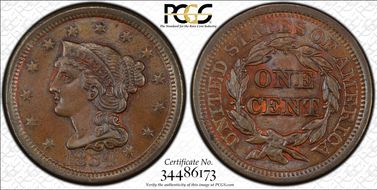 1854 1C Newcomb 30 MS64BN