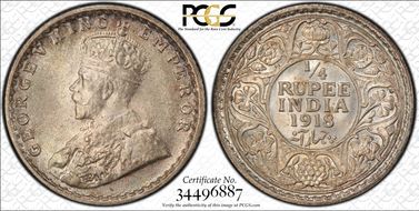 1918(C) 1/4 Rup SW-8.158 MS65