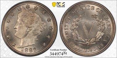 1883 5C No CENTS MS66+ 